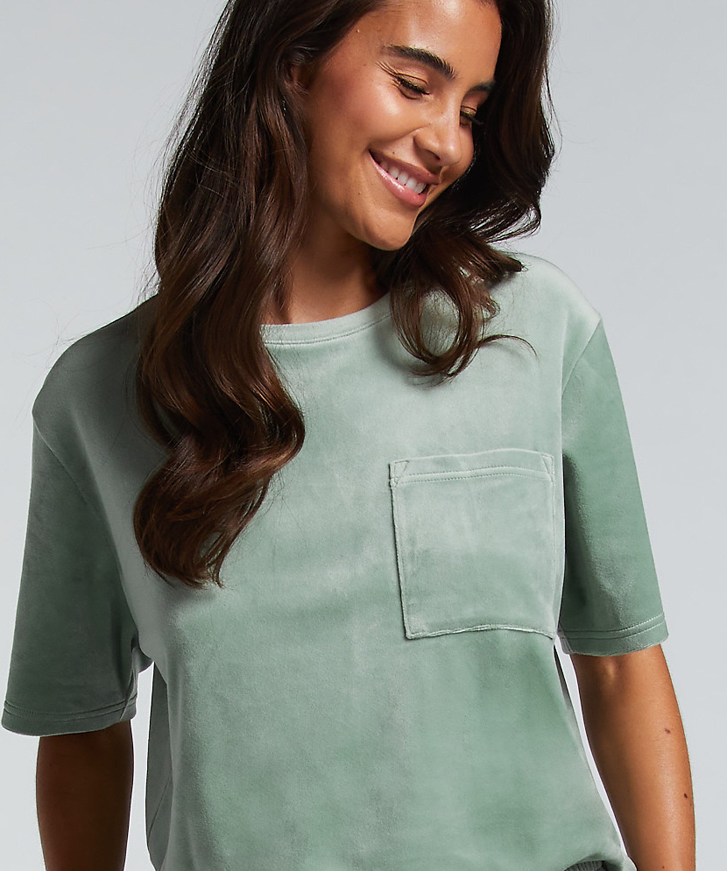 Top Velours Pocket, Green, main