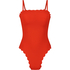 Bandeau Scallop Swimsuit, Red