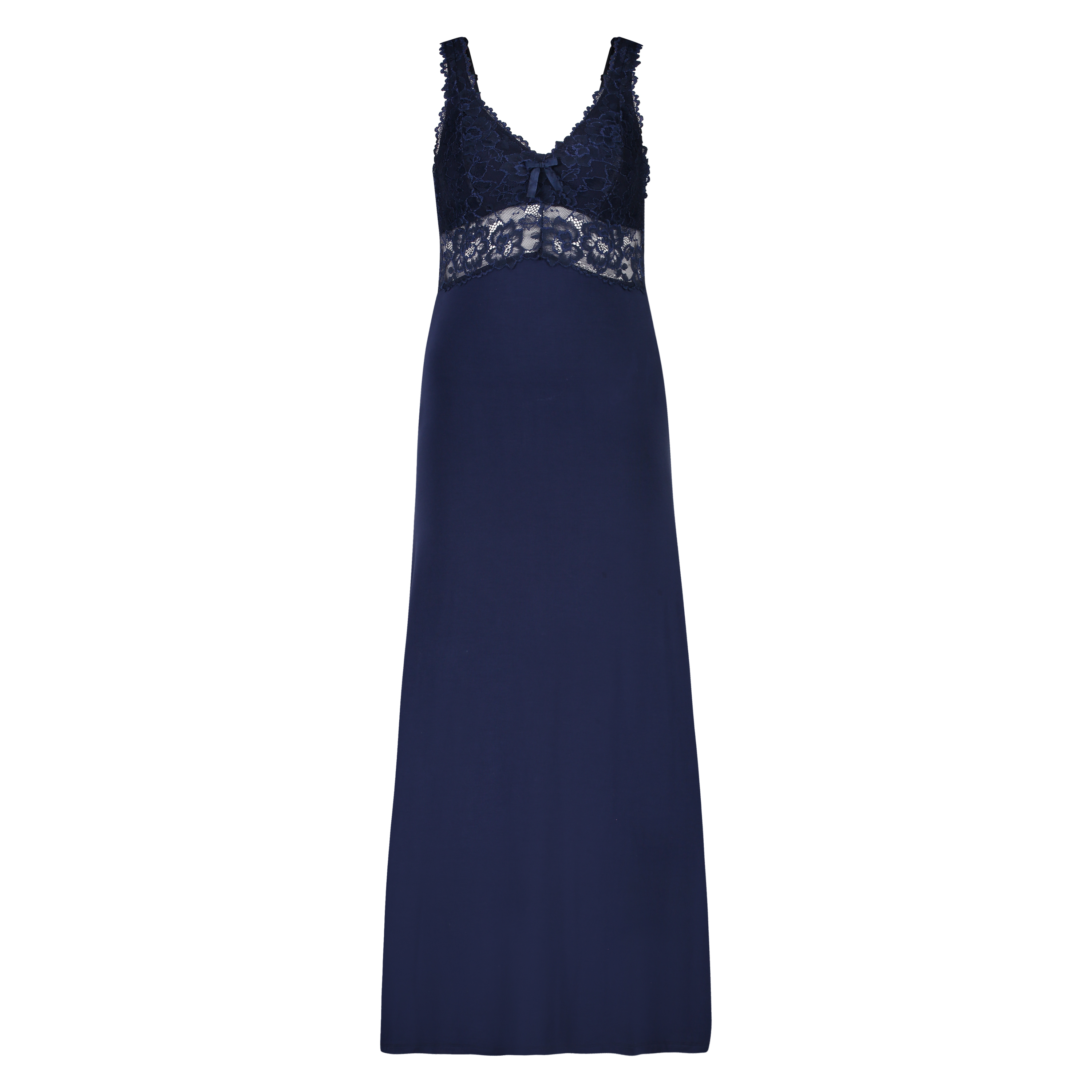 Long slip dress Modal lace, Blue, main