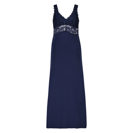 Long slip dress Modal lace, Blue