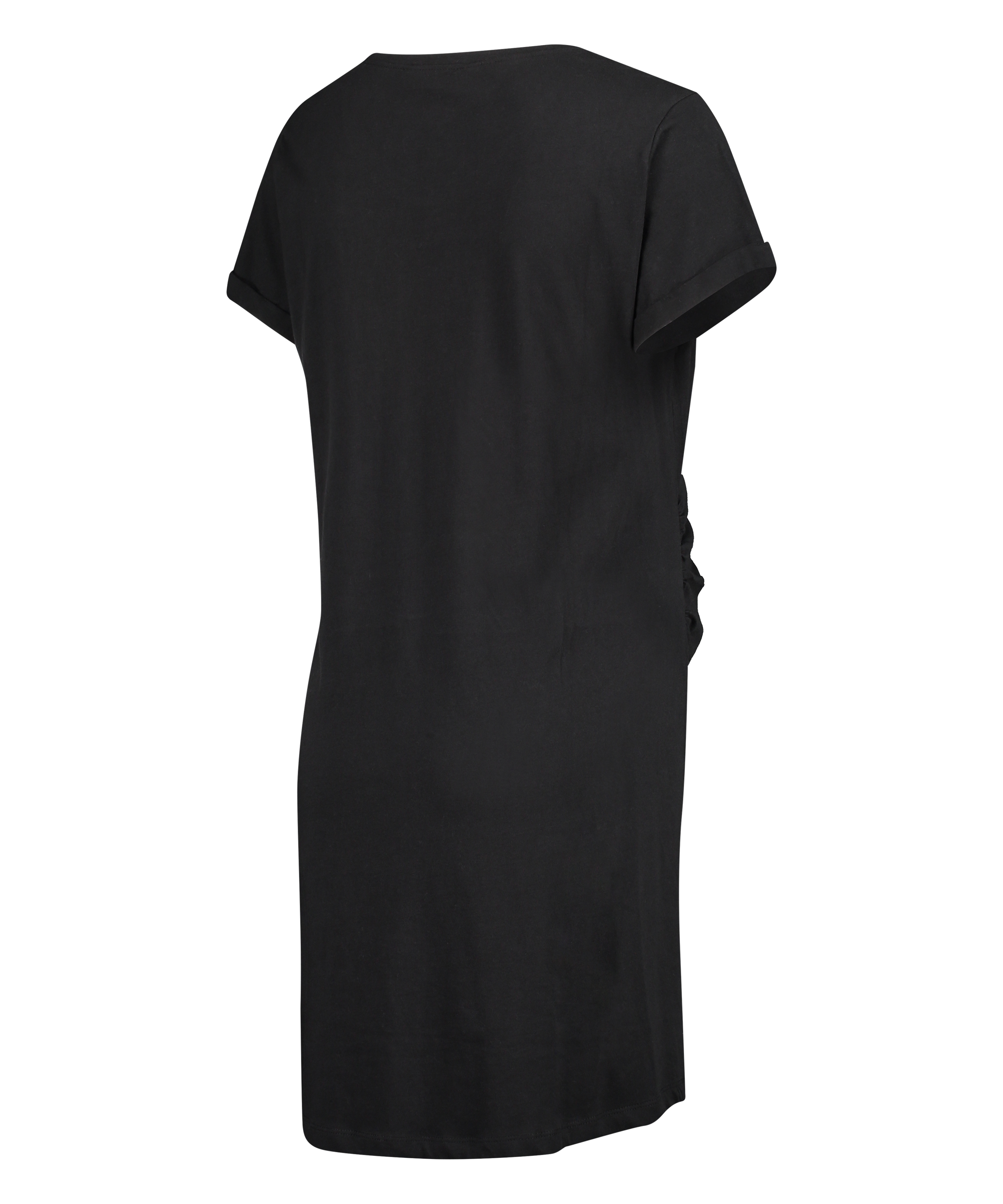Short-Sleeved Maternity Nightshirt, Black, main