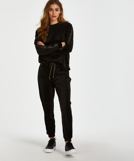 Velvet Lurex jogging bottoms, Black