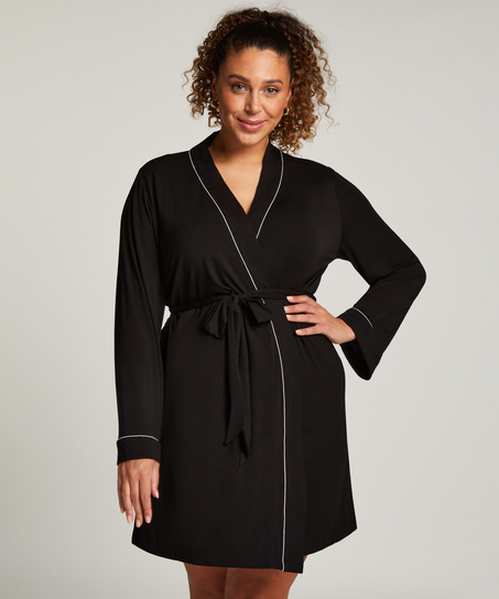 Short Jersey Robe Essentials, Black