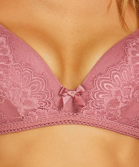 Bessie Padded Non-Wired Bra Pink Ribbon, Pink, main