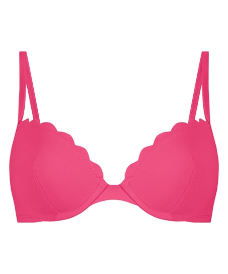 Scallop padded underwired bikini-top, Pink