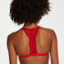 Rose Padded Triangle Bralette, Red