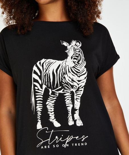 Round Neck Nightshirt, Black