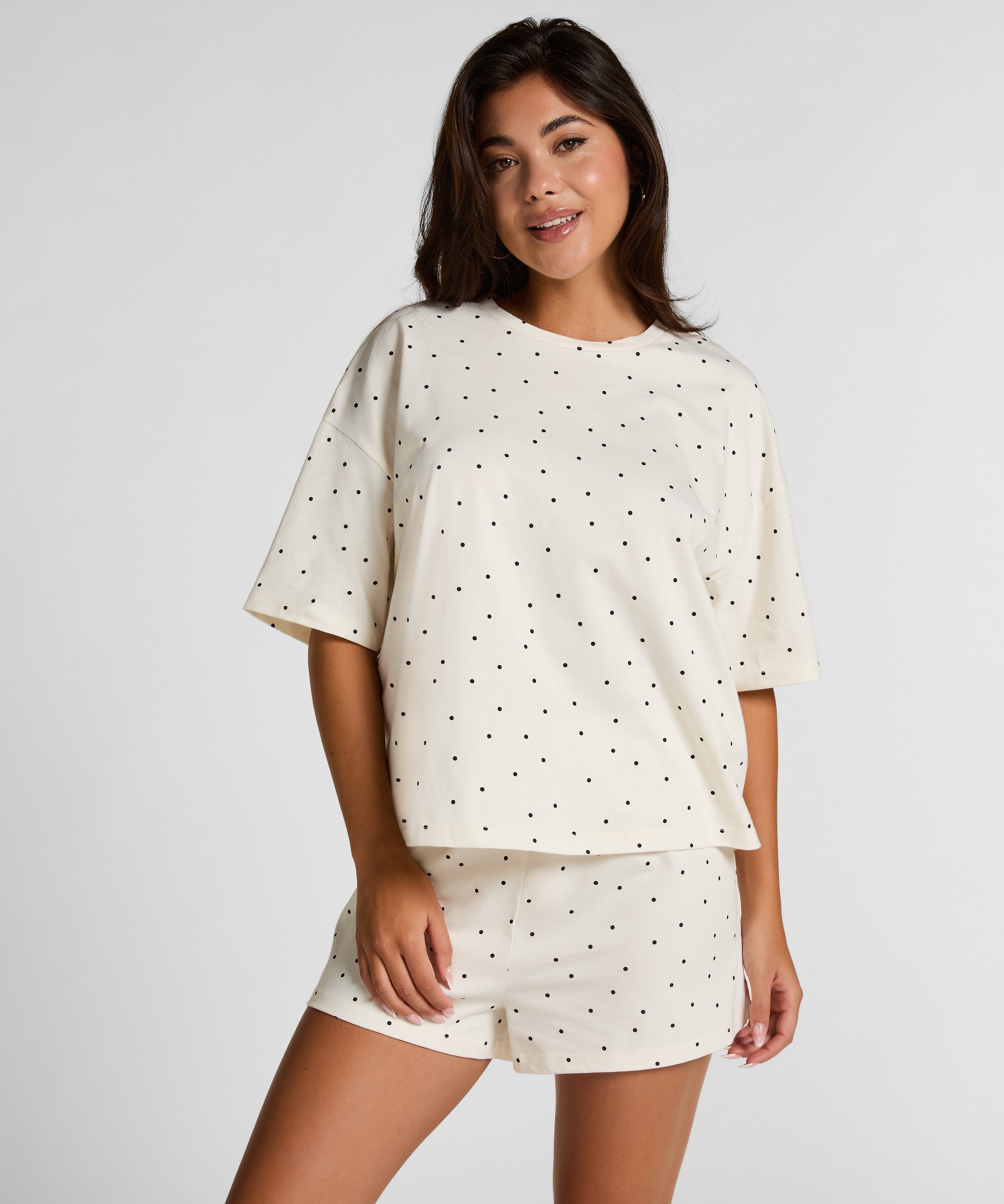 Pyjama Set Cotton Jersey Short, White, main