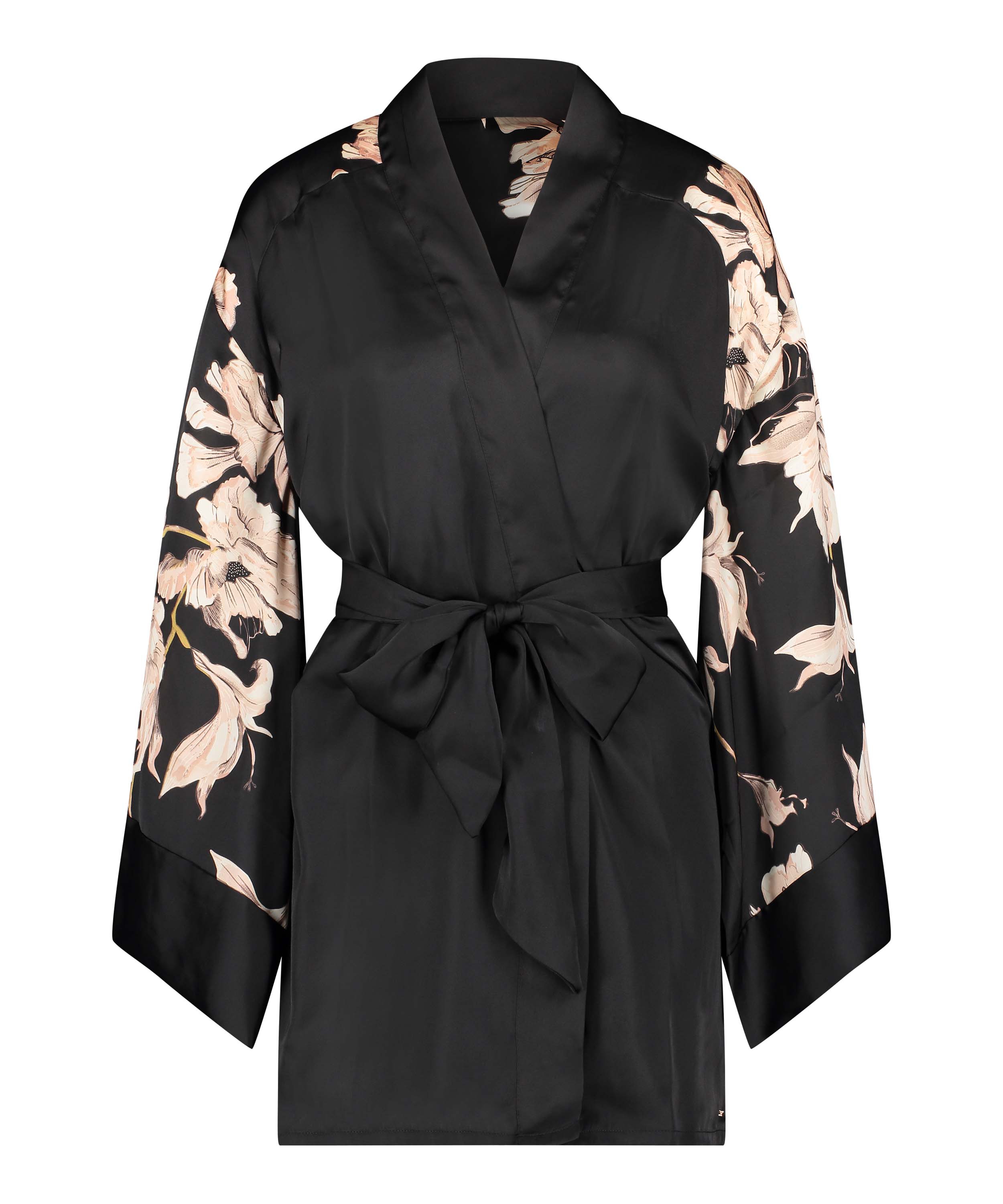 Bloom Satin Kimono, Black, main