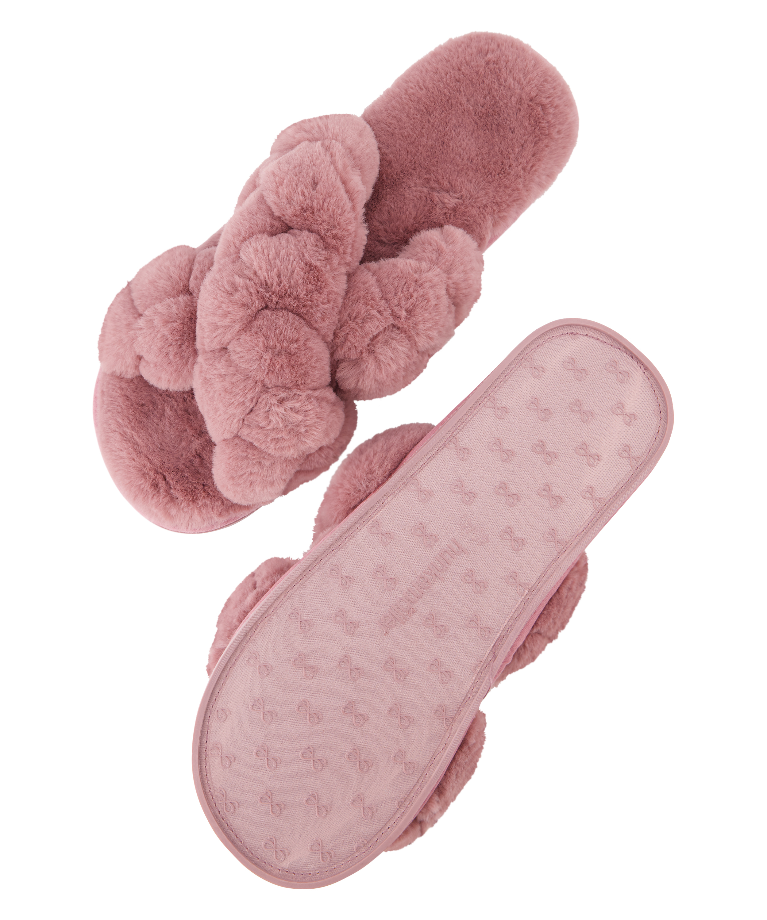 Fake Fur Sliders, Pink, main