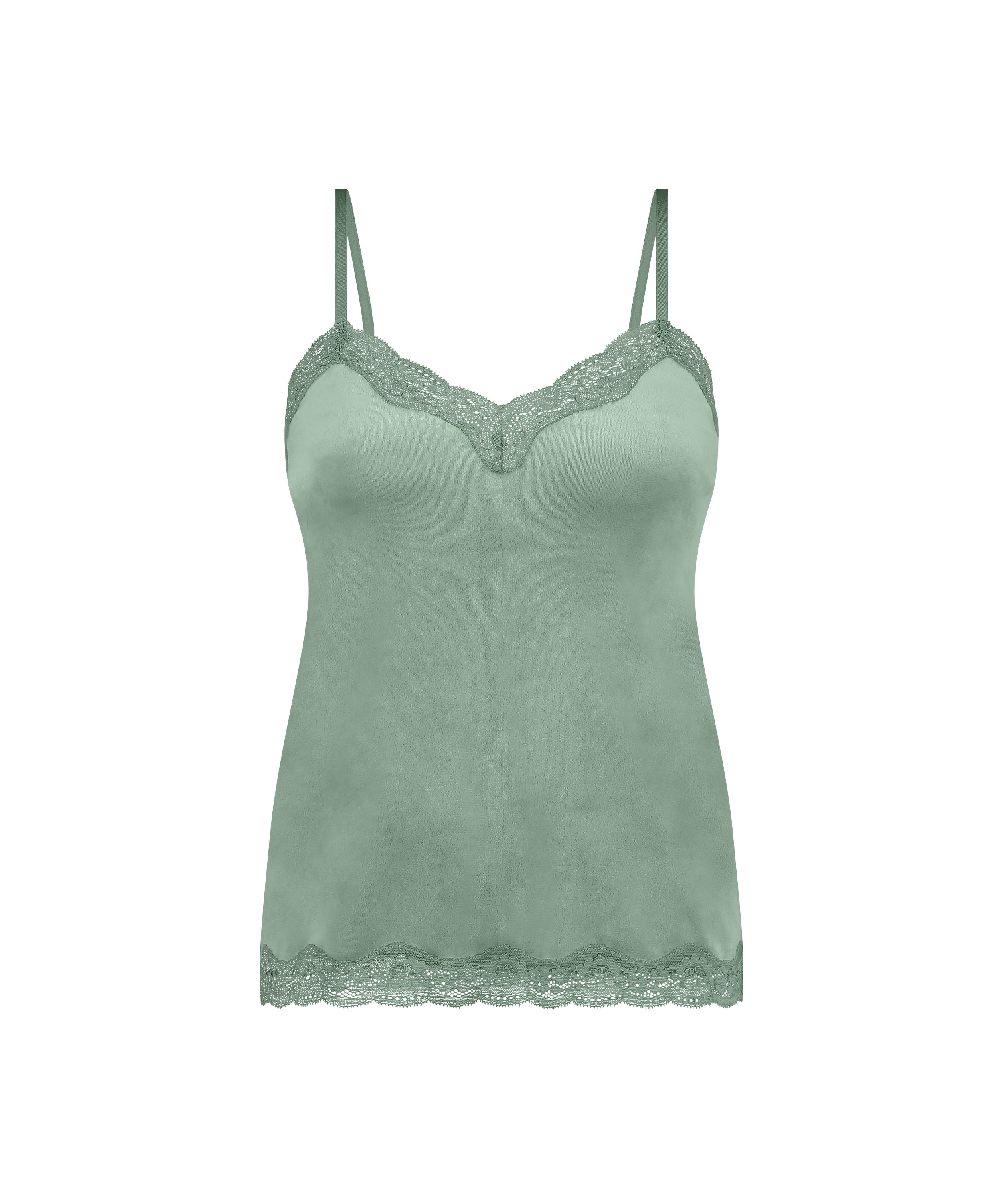 Velours Lace Cami Top, Green, main