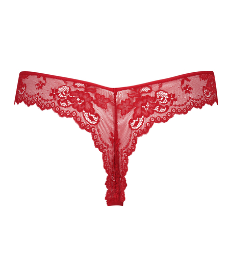 Lace Back Invisible Thong, Red