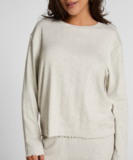 Pyjama Top Loose Pointelle, Grey