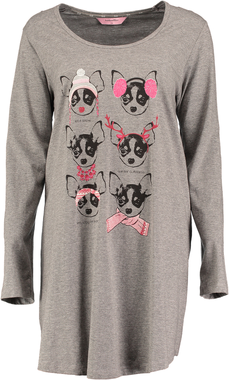 Nightshirt round neck long sleeves, Grey