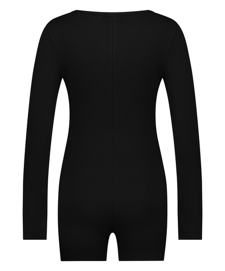 Brushed Short Onesie, Black