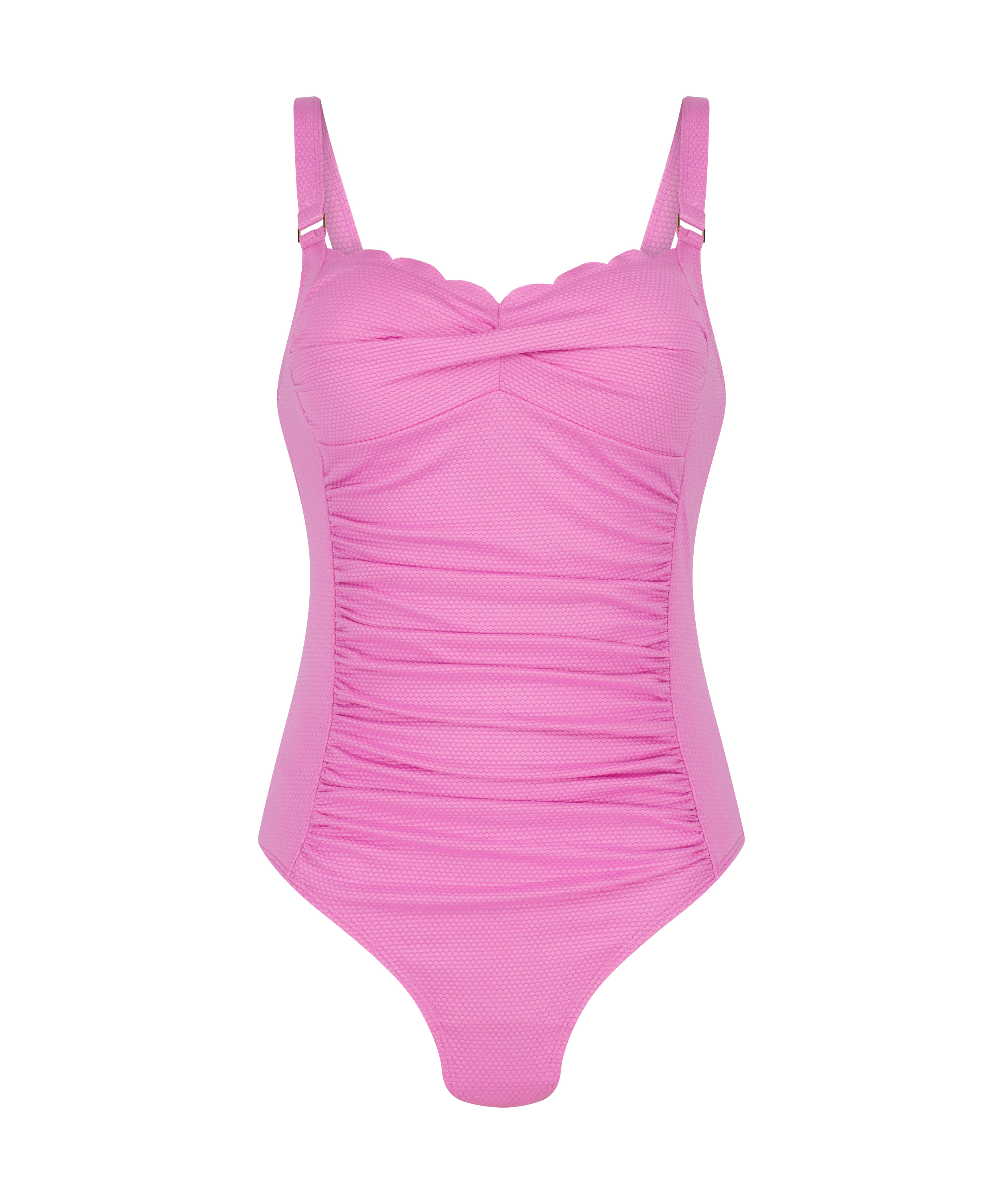 Scallop Shaping Swimsuit, Pink, main