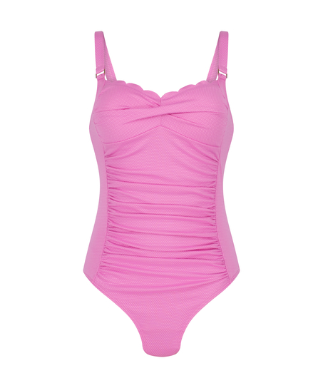 Scallop Shaping Swimsuit, Pink