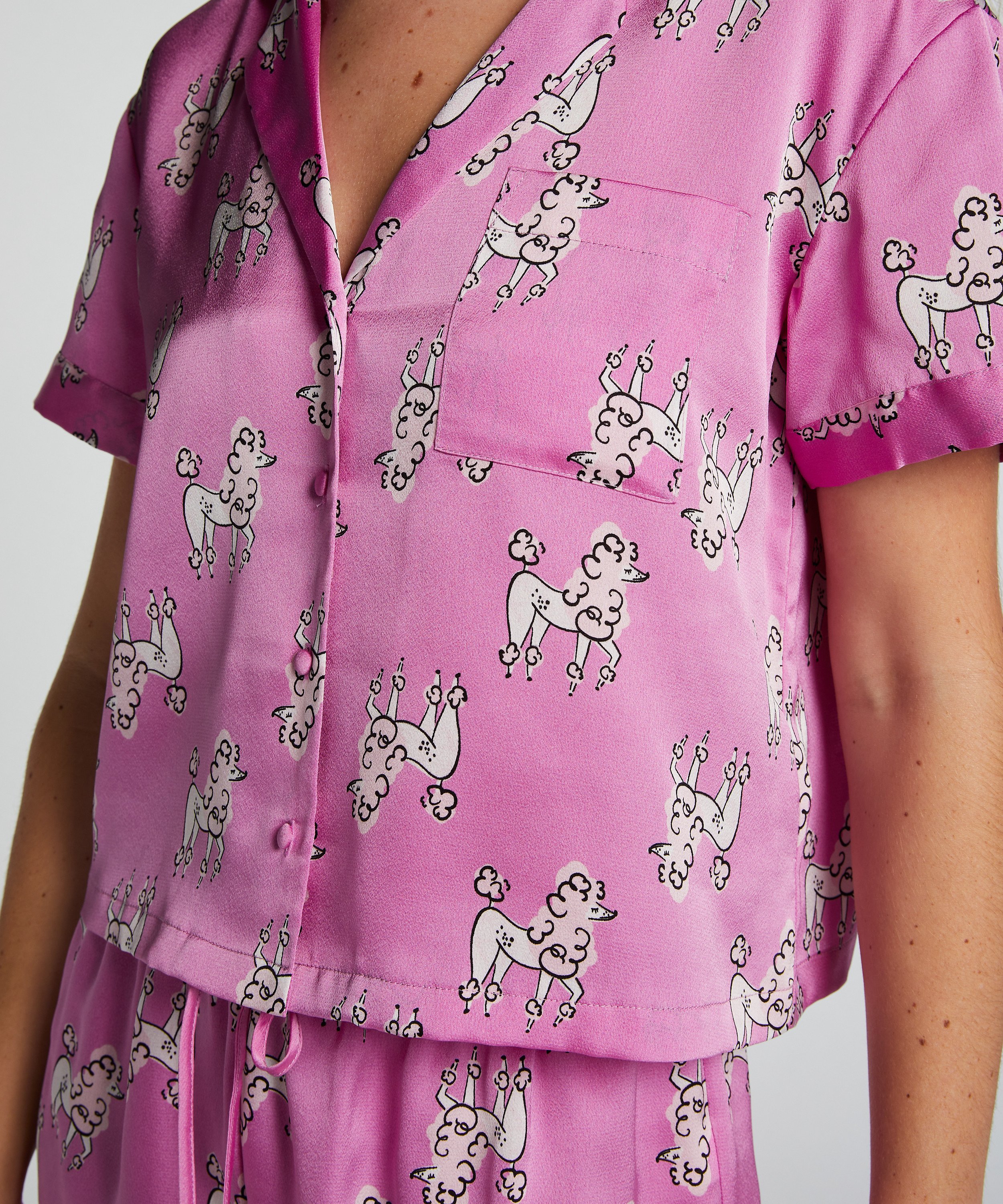 Satin Short-Sleeved Jacket, Purple, main