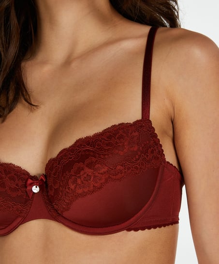 Cherry Padded Underwired Bra, Red