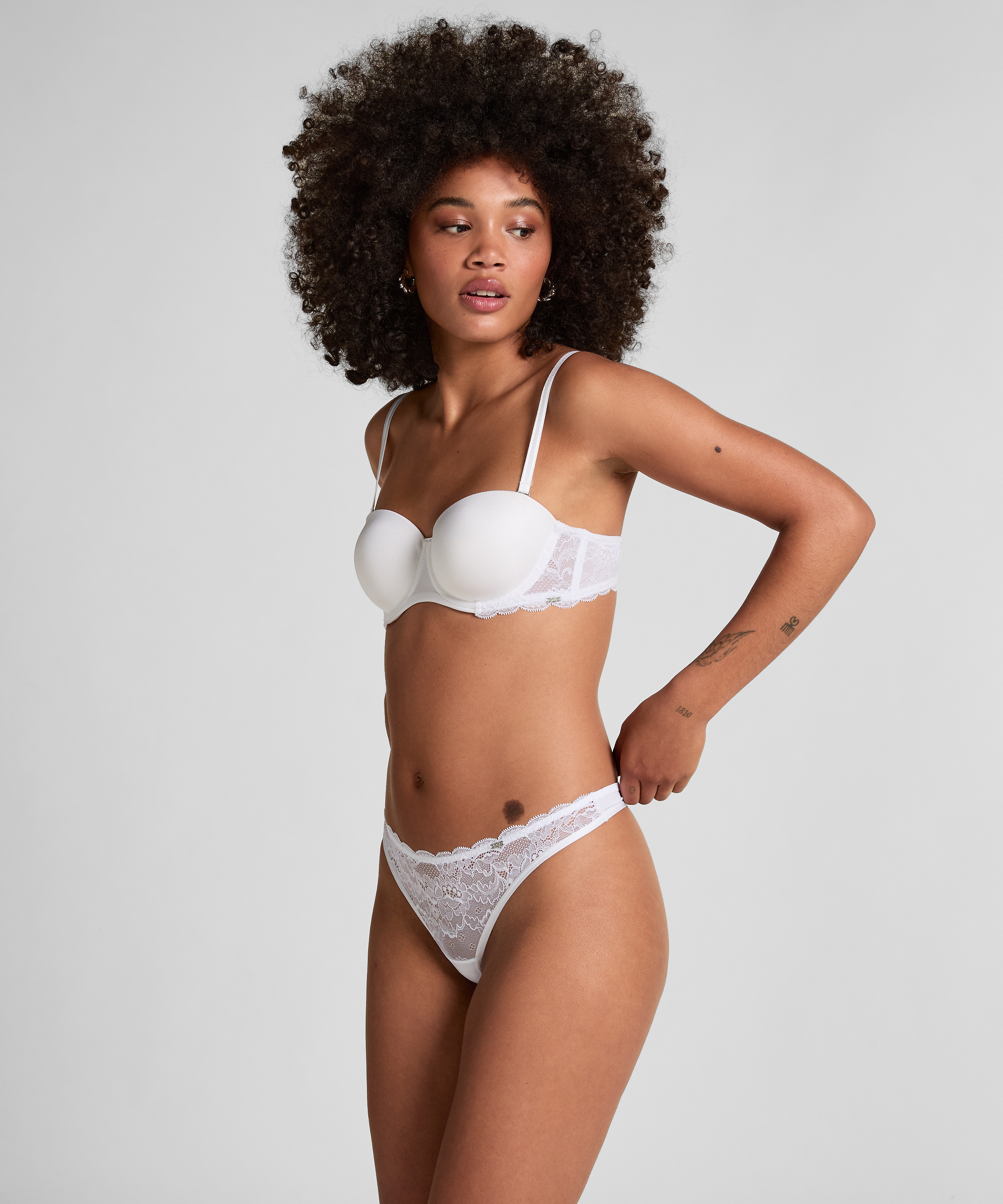 Angie Padded Underwired Strapless Bra, White, main