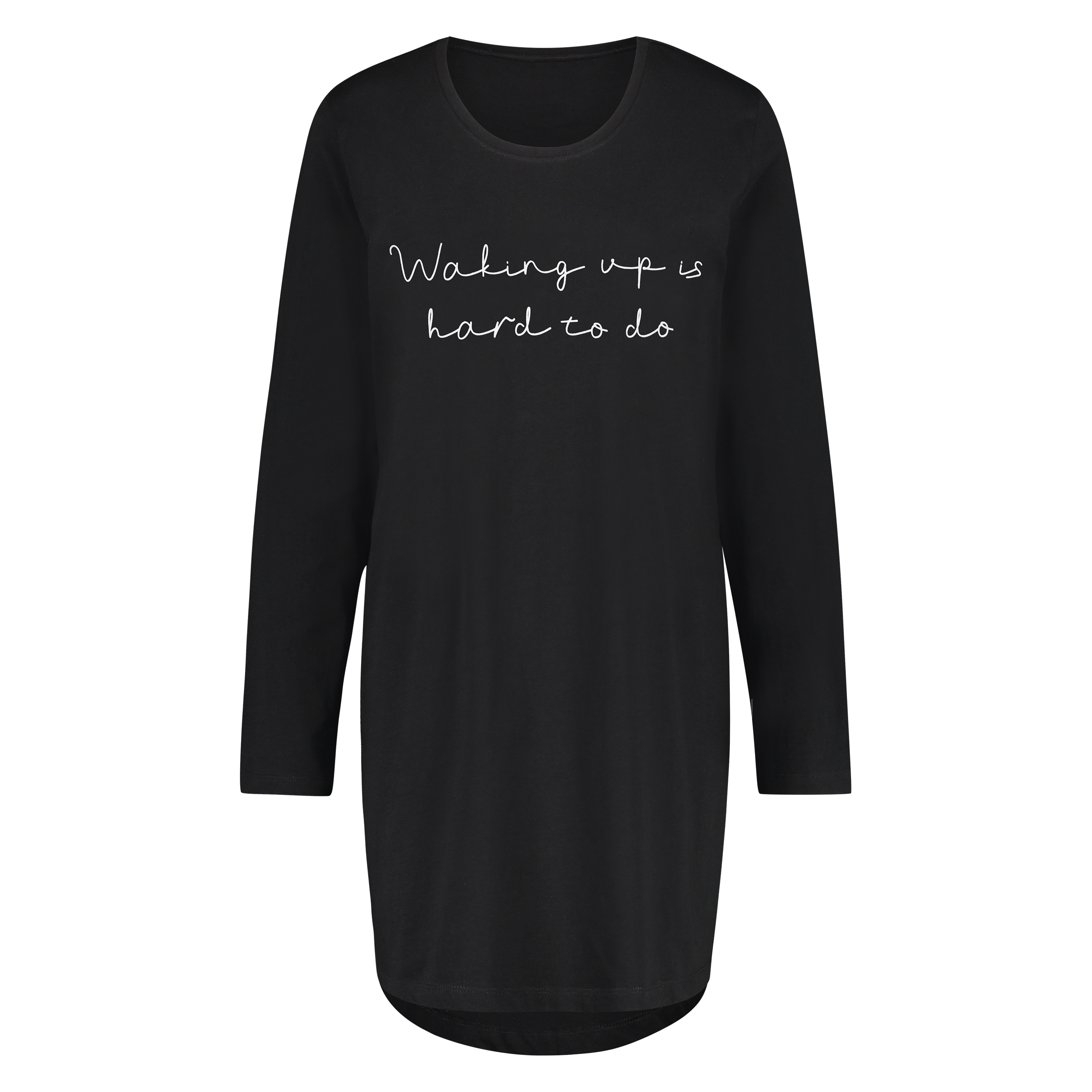 Round Neck Nightshirt, Black, main