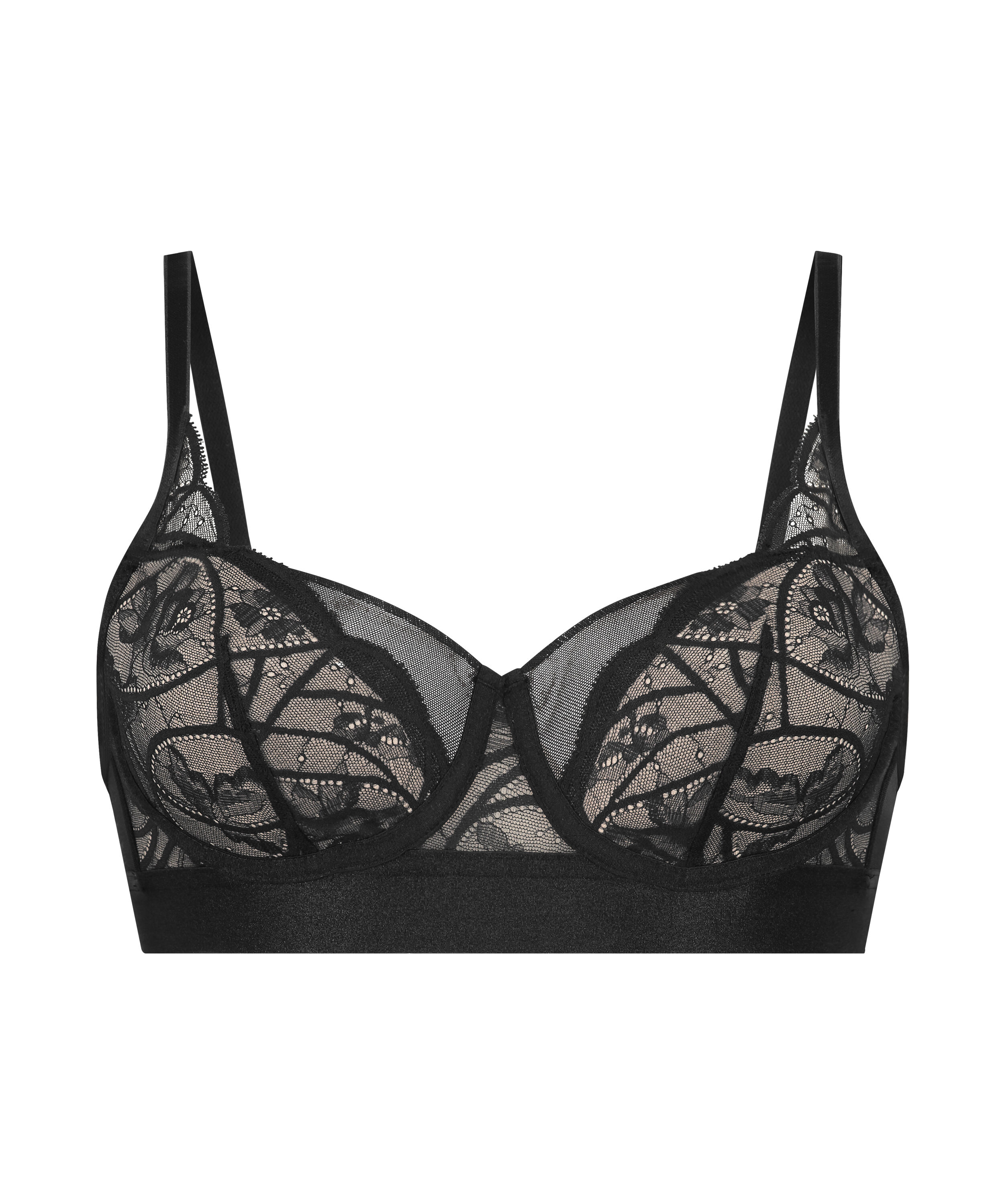 Luna Padded Underwired Longline Bra, Black