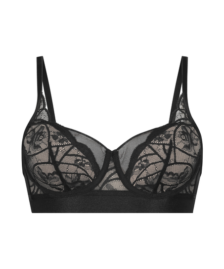 Luna Padded Underwired Longline Bra, Black