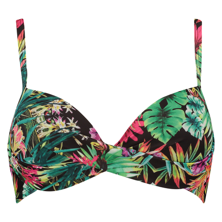 Padded bikini top Jungle fever twist, Black