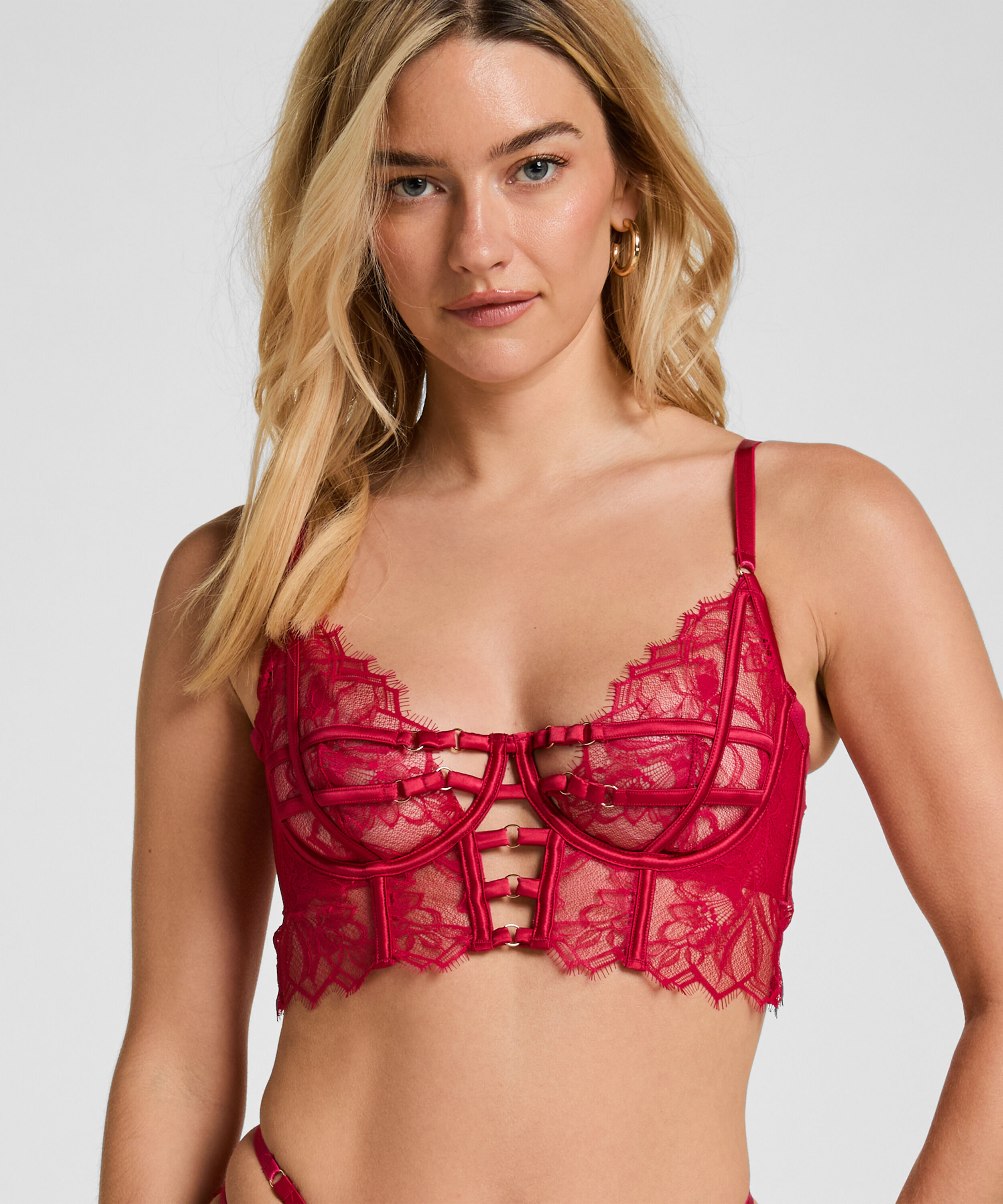Non-Padded Underwired Longline Bra Bea, Red
