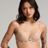 Plunge Padded Underwired Bra, Beige