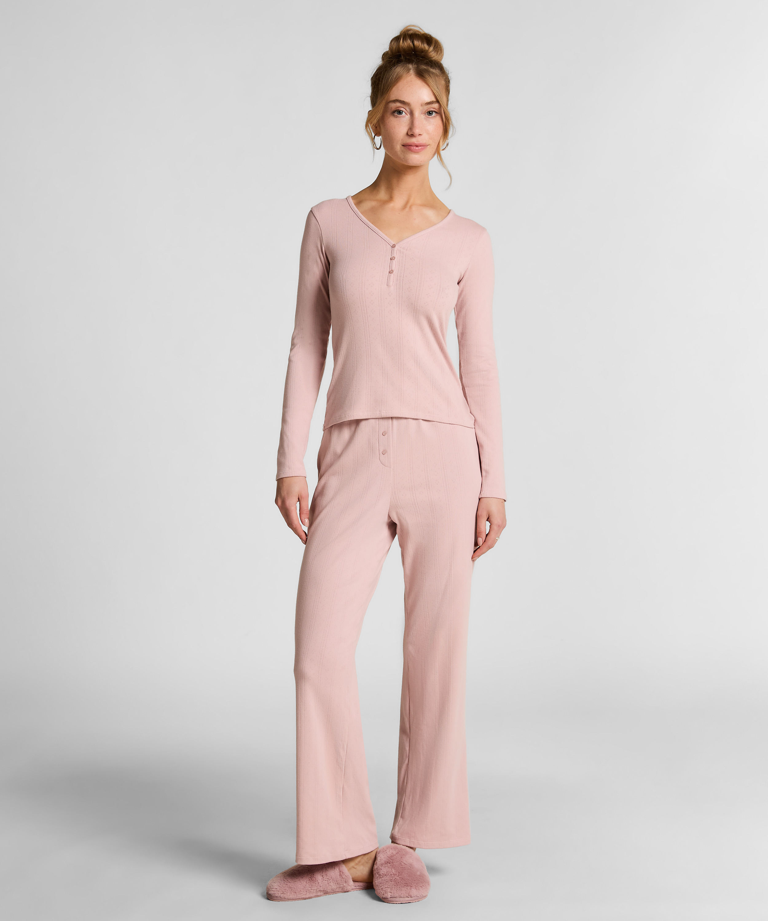 Henley Pyjama Top, Pink, main