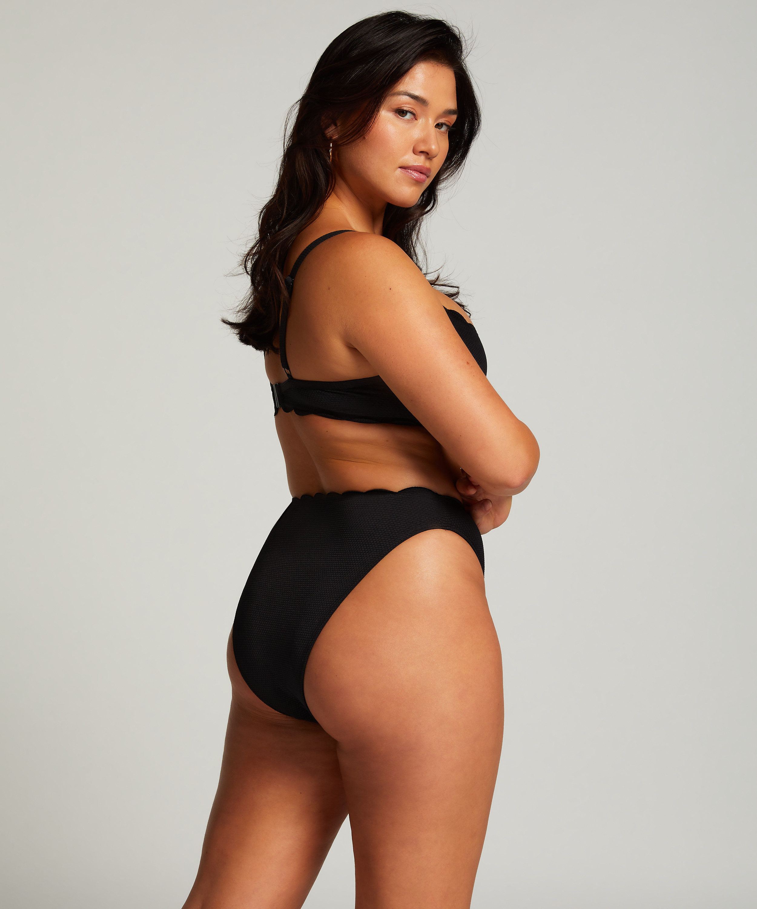 Scallop Rio Bikini Bottoms, Black, main
