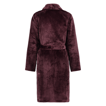 Short Fleece Ribbed Bathrobe, Purple