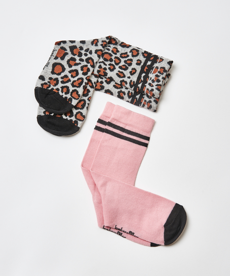 2 Pairs Cotton Socks, Grey