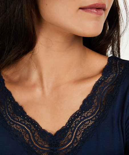 Top V-neck long sleeves, Blue