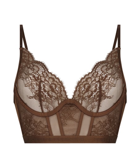 Honey Non-Padded Underwired Longline Bra, Brown