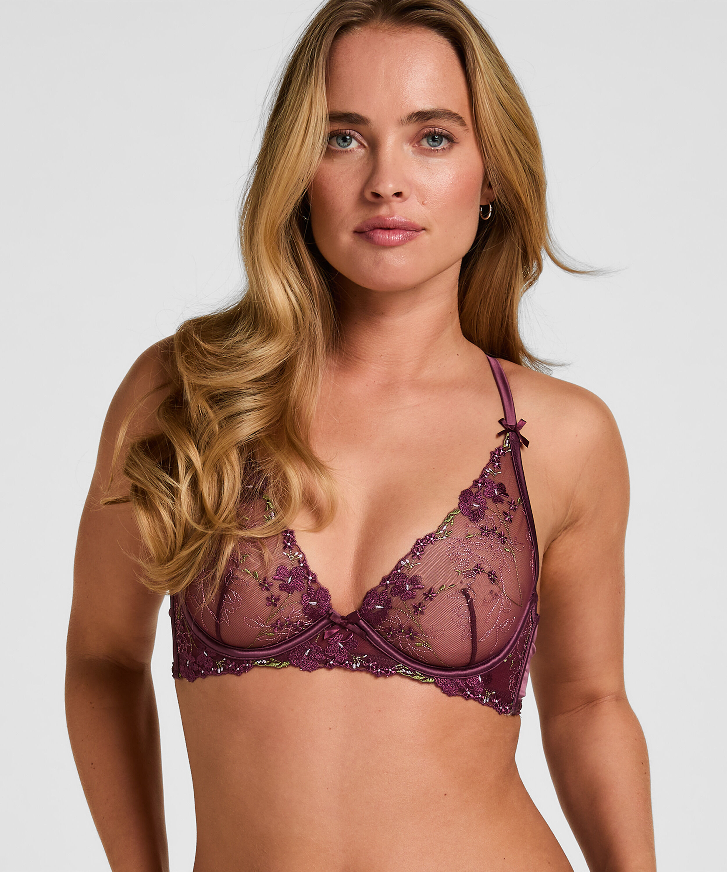 Non-Padded Underwired Longline Bra Peonie, Purple Non-Padded Underwired Longline Bra Peonie, Purple