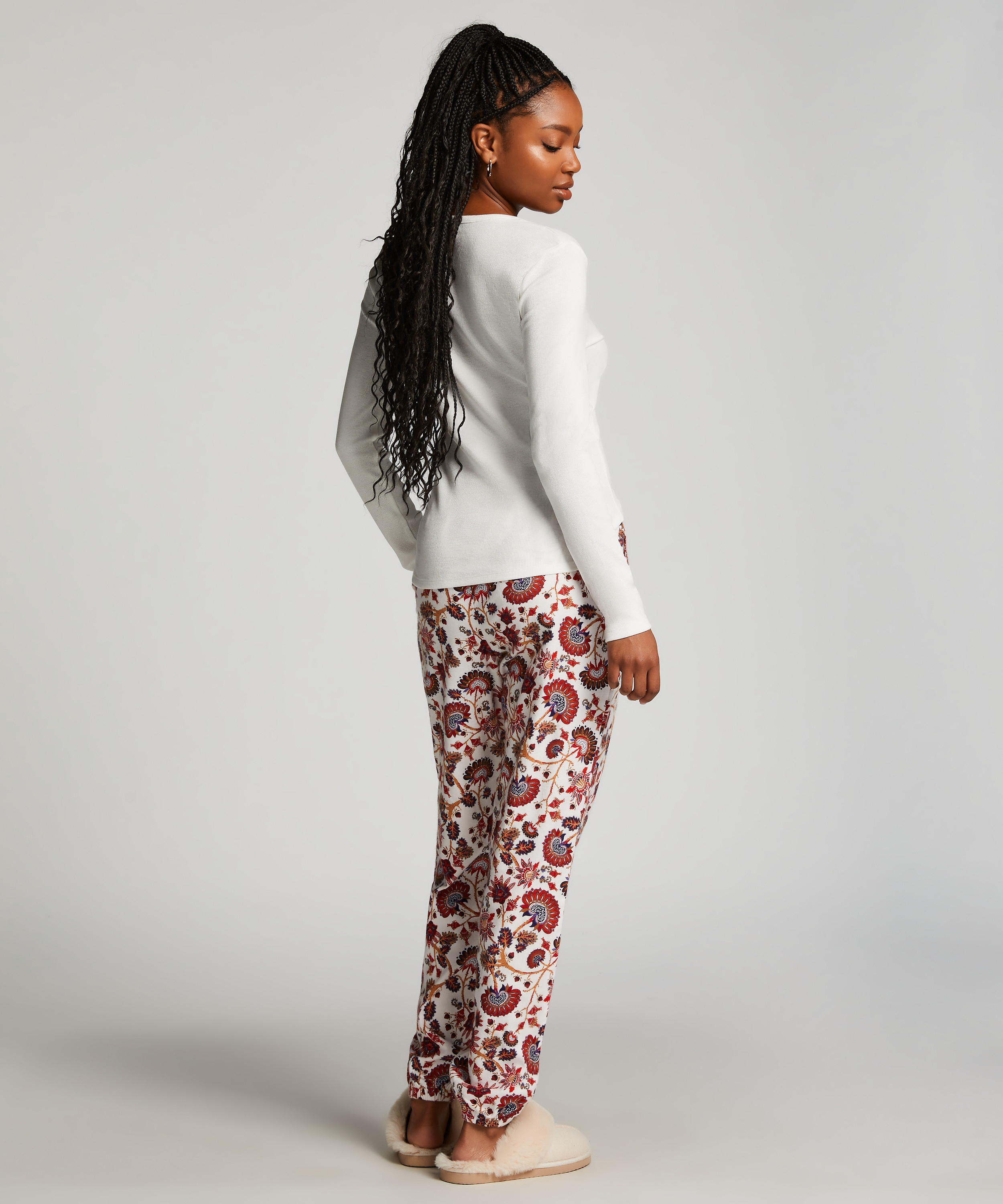 Flannel Pyjama Pants, White, main