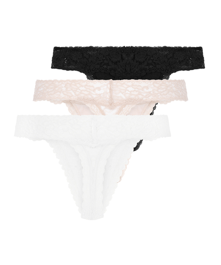 3-Pack Madison Thong, Black