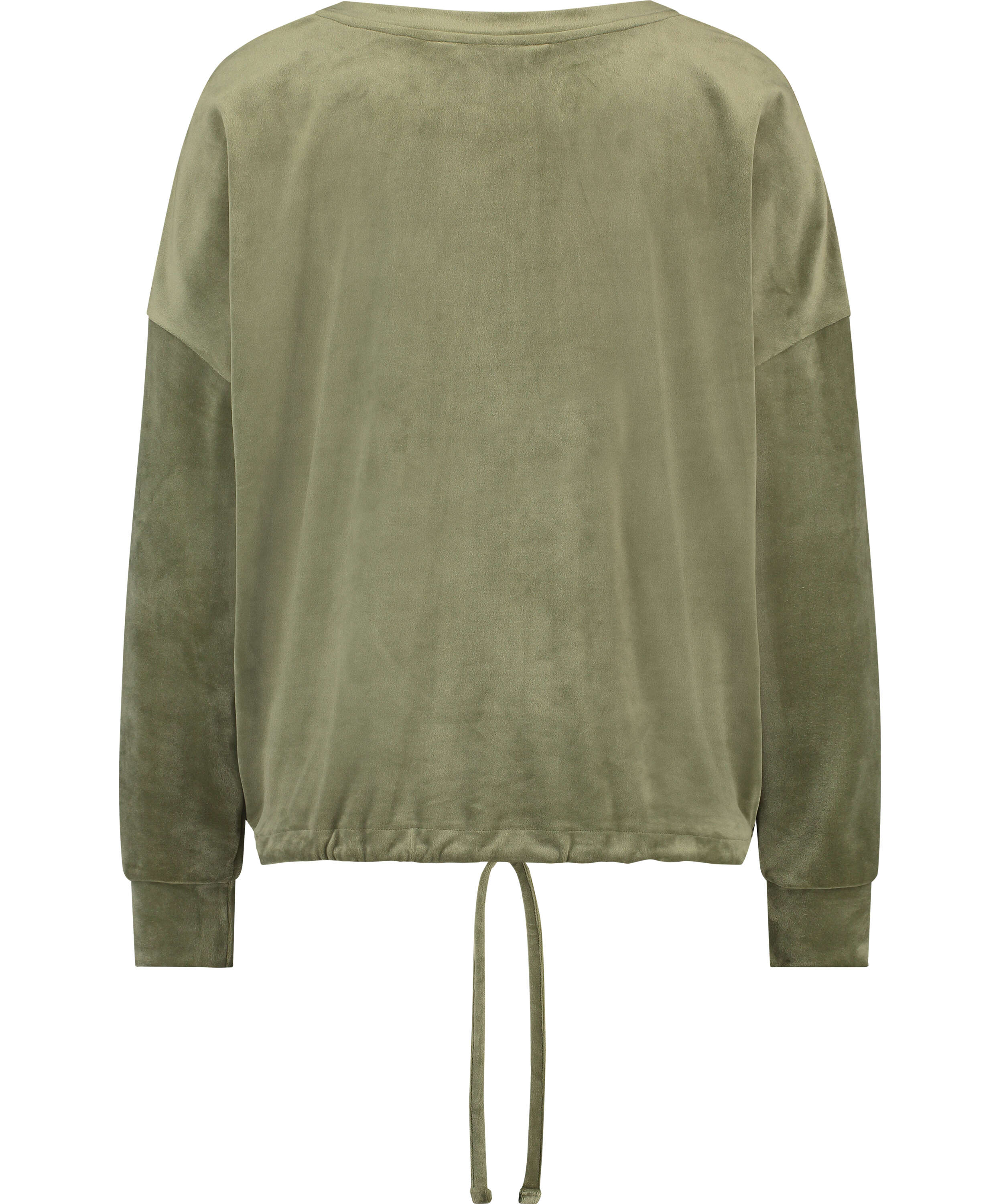 Long-sleeved Velours top, Green, main