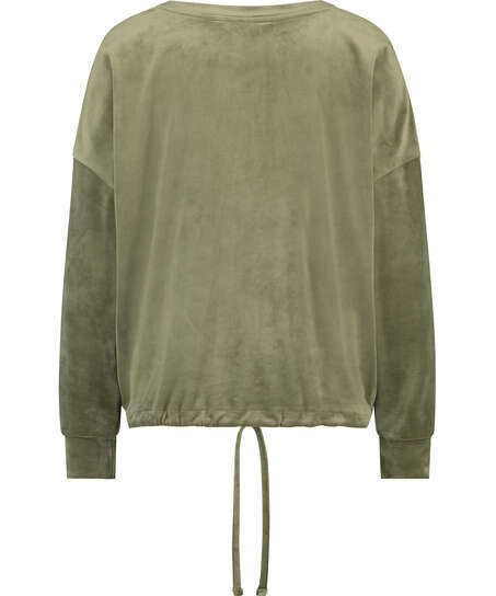 Long-sleeved Velours top, Green