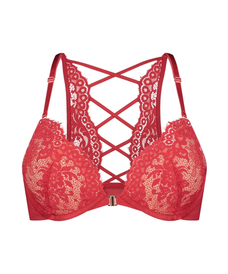 Cardi Padded Push-up Underwired Bra, Red