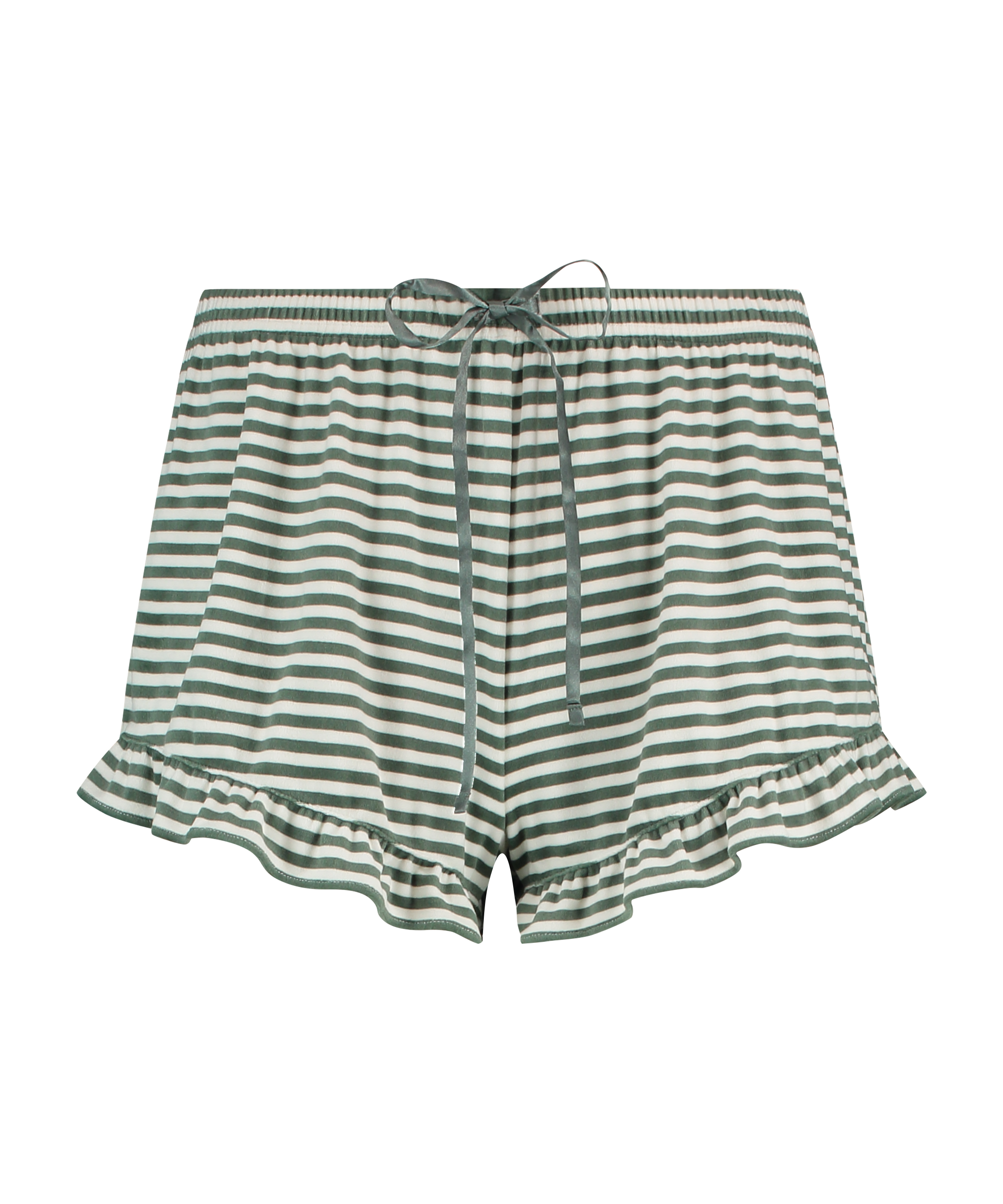 Velours Ruffle Shorts, Green, main