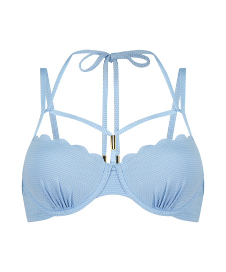Scallop Padded Underwired Bikini Top, Blue
