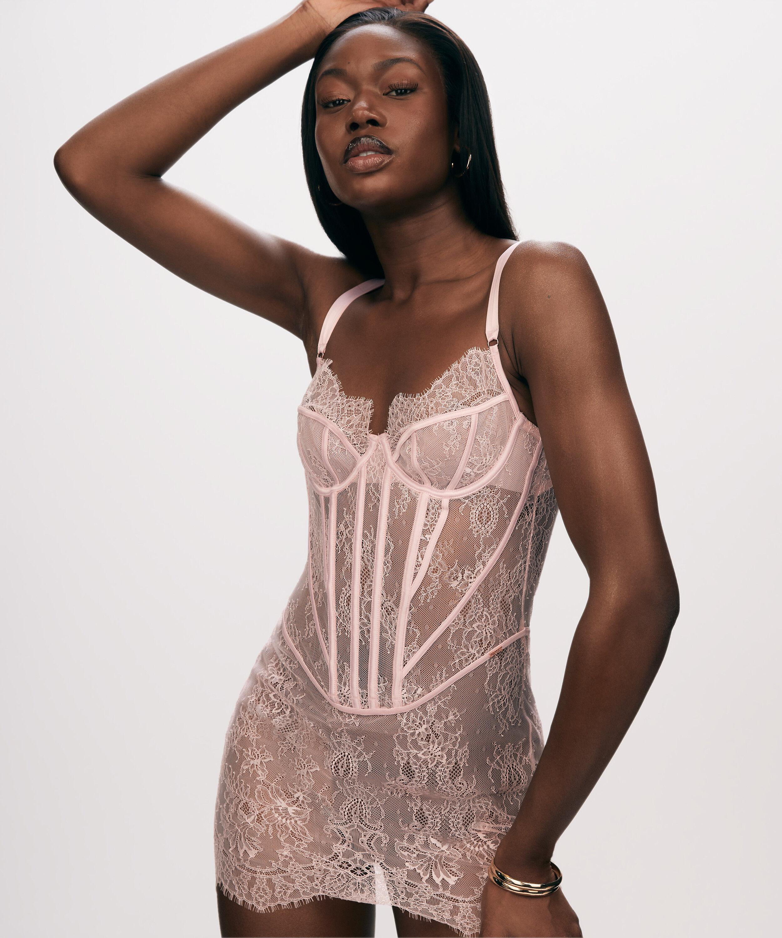 Lace Camille Slip dress, Pink