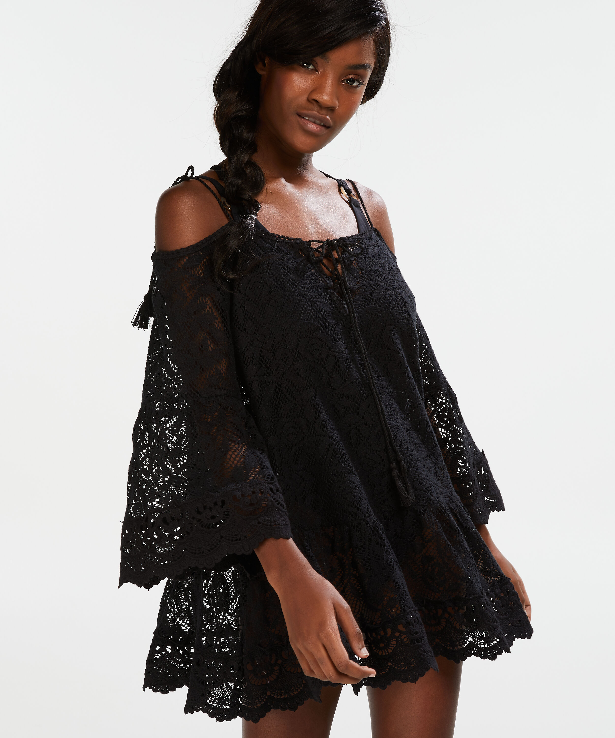 Allover Lace Tunic, Black