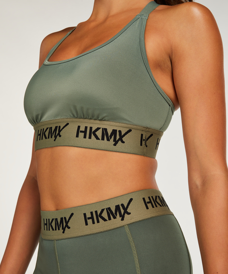 HKMX The Crop Logo Sports Bra Level 1, Green