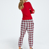Twill Check Pyjama Pants, Red