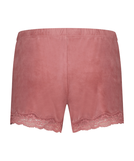 Velvet lace shorts, Pink