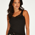 Ribbed Lace Singlet, Black